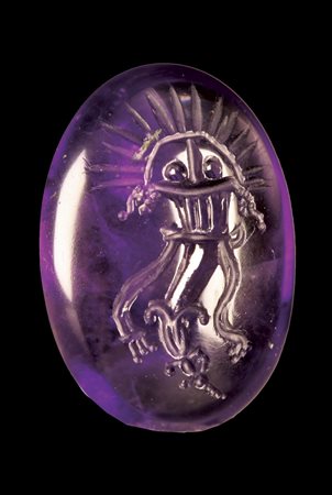 A LARGE GREEK PTOLEMAIC HELLENISTIC AMETHYST INTAGLIO. CORNUCOPIA. 