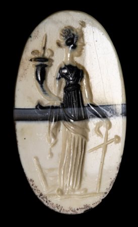 A ROMAN BURNT AGATE INTAGLIO. FORTUNA TYCHE. 