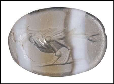 AN ITALIC BANDED AGATE INTAGLIO. BIRD. 