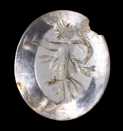 A ROMAN ROCK CRYSTAL INTAGLIO. FEMALE FIGURE. 