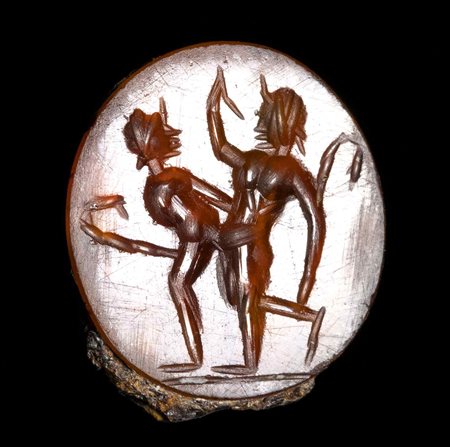 A ROMAN CARNELIAN INTAGLIO. EROTIC SCENE. 