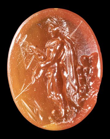 A ROMAN CARNELIAN INTAGLIO. WARRIOR. 