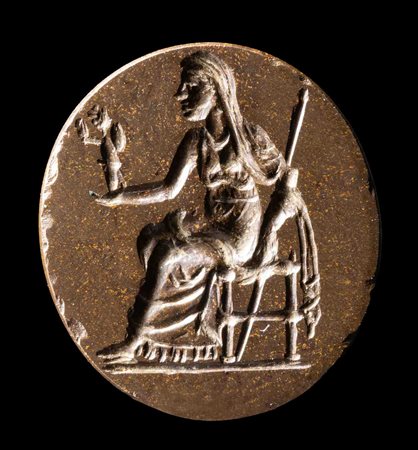 A ROMAN JASPER INTAGLIO. VEILED PRIESTESS. 