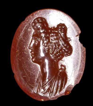 A ROMAN CARNELIAN INTAGLIO. PORTRAIT OF JULIA TITI. 
