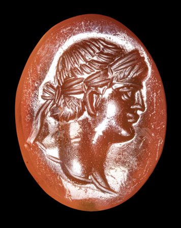 A ROMAN CARNELIAN INTAGLIO. PORTRAIT OF AN EMPEROR. 
