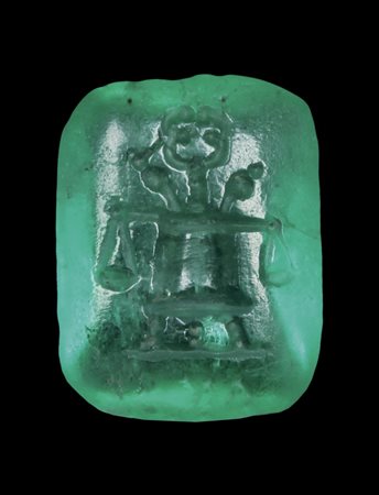 A RARE ROMAN EMERALD INTAGLIO. MODIUS EMBLEMA. 