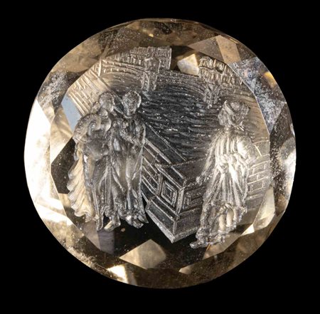 A LARGE CITRINE INTAGLIO. DANTE AND BEATRICE.