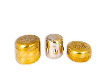 Tre scatole in ottone argentato, Brandimarte Firenze