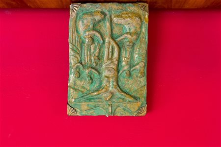 Formella in terracotta maiolicata