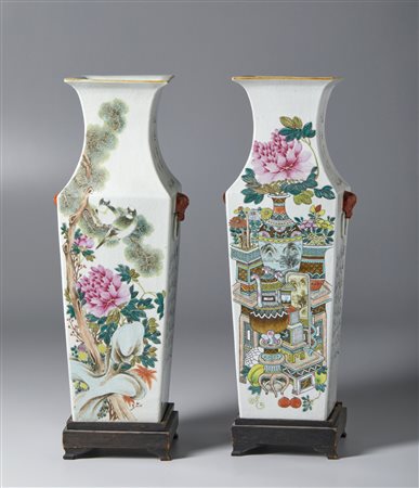  Arte Cinese - Coppia di vasi in porcellana famiglia rosa 
Cina, periodo Repubblica, inizio XX secolo .