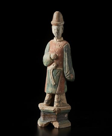  Arte Cinese - Figura Mingqi in terracotta policroma 
Cina, dinastia Ming, XVI secolo .