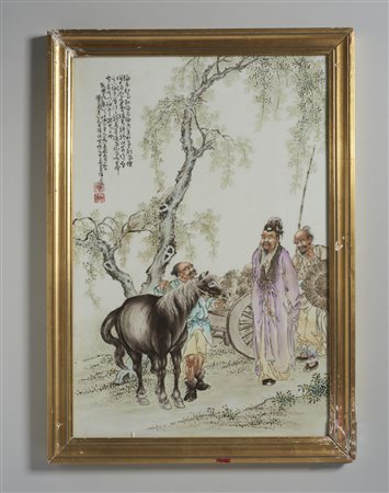 Arte Cinese - Placca in porcellana dipinta
Cina, Repubblica, inizi XX secolo.