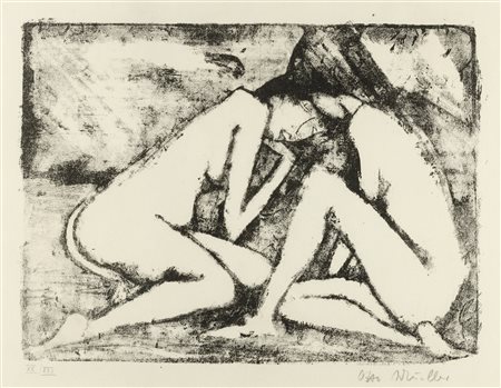 Otto Mueller, Zwei sitzende Mädchen 2 (Hockende Akte) - Due ragazze sedute 2 (Nudi accovacciati), 1921-1922