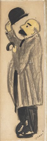 Mario Sironi, Figura maschile con bombetta e ombrello, 1920 circa
