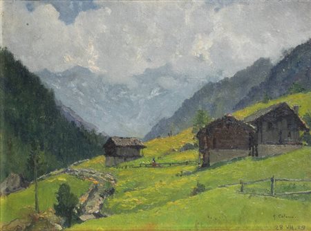 GIOVANNI COLMO<BR>Torino 1867 - 1947<BR>"Baite in montagna" 28.VI.29