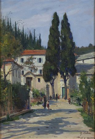 GIOVANNI COLMO<BR>Torino 1867 - 1947<BR>"Strada di paese" 12/V/'32