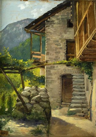 GIOVANNI PISANO<BR>Sevi (NU) 1875 - 1964 Torino<BR>"Studio - Dintorni di Saint-Vincent" estate 1924