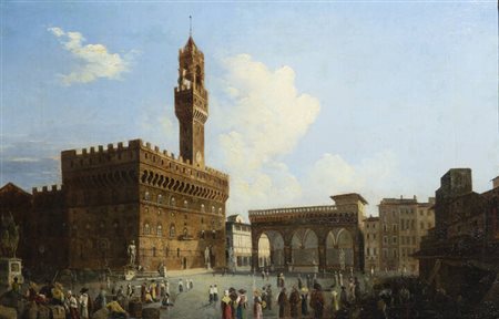 PITTORE ANONIMO DEL XIX SECOLO<BR>"Piazza della Signoria - Firenze"