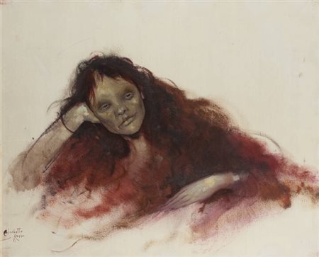 ENRICO COLOMBOTTO ROSSO<BR>Torino 1925 - 2013 Casale Monferrato (AL)<BR>"Figura femminile in rosso"
