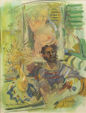 LUCIANO PROVERBIO<BR>Alessandria 1936 - 2009 Torino<BR>"Pittore nello studio" 19.11.74