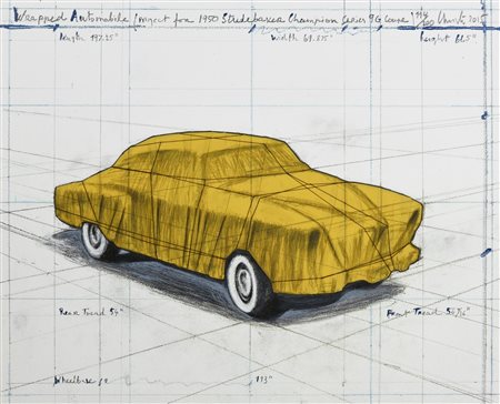 Christo (1935 - 2020) WRAPPED AUTOMOBILE. PROJECT FOR 1950 STUDEBAKER...