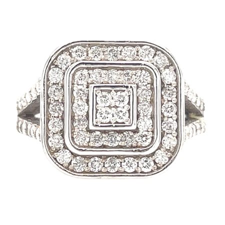 ANELLO IN ORO BIANCO 14K 5.32 GR CON DIAMANTI PER 0.60 CT COLORE D-F PUREZZA...