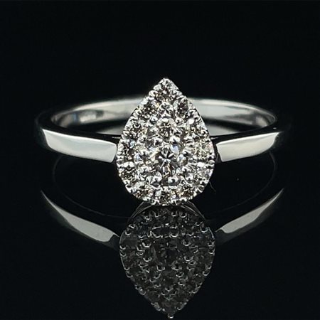 ANELLO IN ORO BIANCO 14K 2.85 GR CON DIAMANTI PER 0.28 CT TOTALI COLORE F...