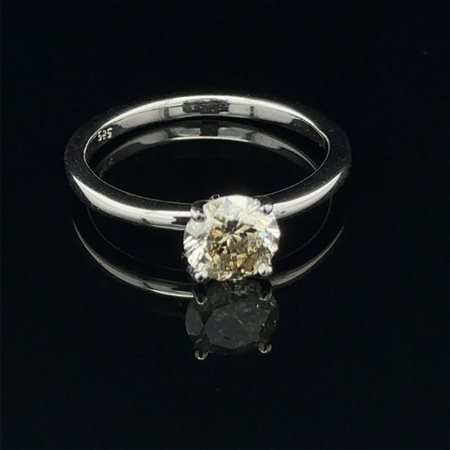 ANELLO IN ORO BIANCO 14K 2.59 GR CON DIAMANTI PER 1.06 CT FANCY YELLOLW BROWN...