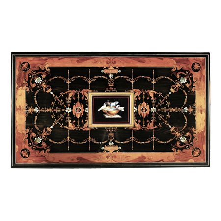 Elegante tavolo in legno ebanizzato con micromosaico, Firenze, XIX secolo,...