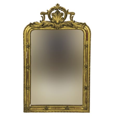 Specchiera con cornice in legno dorato e intagliato, XIX secolo, cornice...