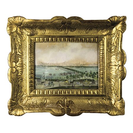 Pittore del XIX secolo, Parata a Campo di Marte tempera su carta, la luce cm....