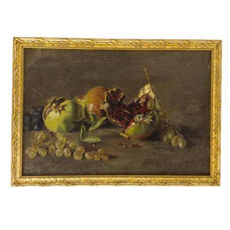 Paolo Biondi Napoli 1895 - 1962, Natura morta con melograno olio su tela, cm....