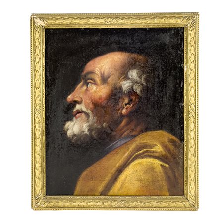 Pittore romano del XVII secolo -, San Pietro olio su tela, cm. 38,5x31,5