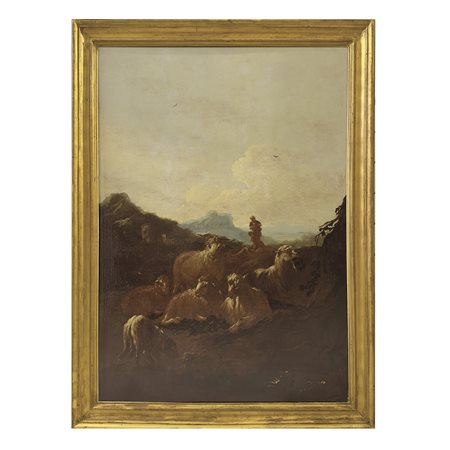 Philipp Peter Roos (attr.) Francoforte sul Meno 1655 - Tivoli 1706, Paesaggio...