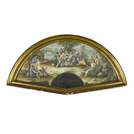 Studio per ventaglio a tecnica mista su carta, XVIII secolo, raffigurante Il...