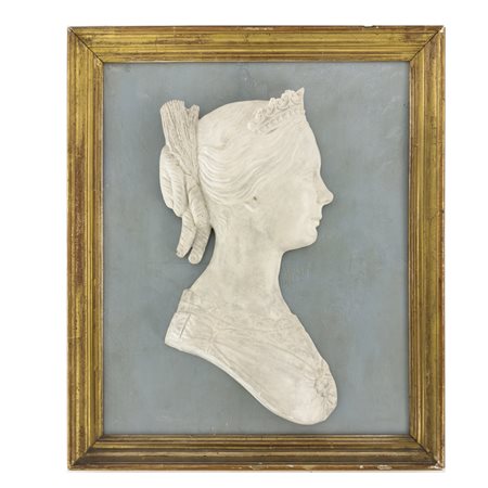 Coppia di altorilievi in gesso raffiguranti Ferdinando II e Maria Teresa...