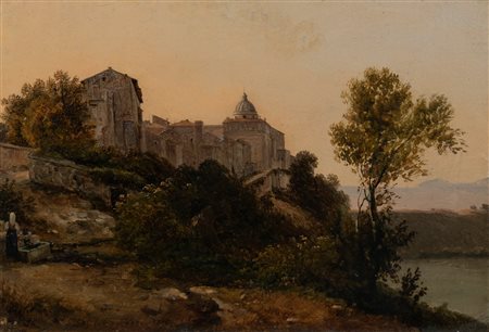 Gian Battista Bassi (Massa Lombarda 1784-Roma 1852)  - Veduta di Castel Gandolfo, 1816