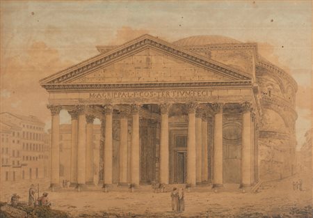 Scuola romana fine del XVIII - inizio del XIX secolo - Roma, veduta del Pantheon
