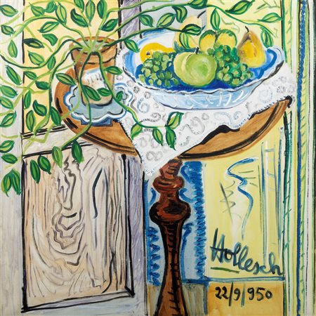 Carlo Hollesch (Pola 1926-Venezia 1978)  - "Frutta sul tavolino", 1950