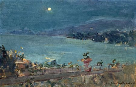 Francesco  Cangiullo (Napoli  1884-Livorno  1977)  - Rapallo, notturno da una terrazza sul mare, 1946
