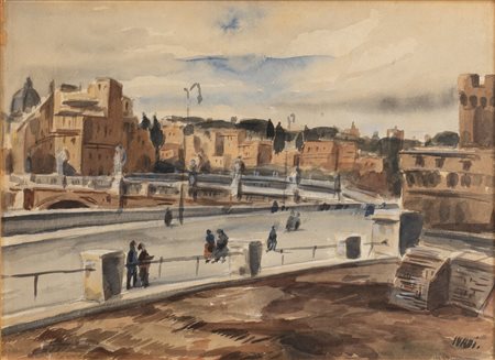 Luigi Surdi (Napoli 1897-Roma 1959)  - Roma, Ponte S. Angelo