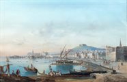 Gioacchino La Pira (attivo tra 1839 e 1875) - Napoli dal Carmine