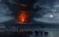 Gioacchino La Pira (attivo tra 1839 e 1875) - Notturno con eruzione del Vesuvio del 1868
