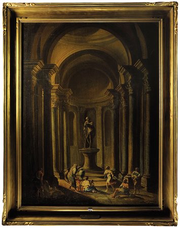 SEBASTIANO RICCI (1659 - 1734). CERCHIA DI Interno architettonico Olio su...