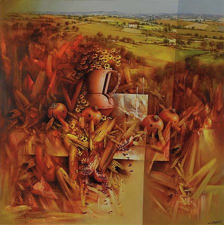 GIUSEPPE ALESIANI (1955) Malinconie d’autunno Olio su tela, 90x90 cm. Firma...