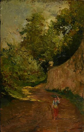 Carmine Ciardiello LA FASCINAIA olio su tavola, cm 23x15 firma