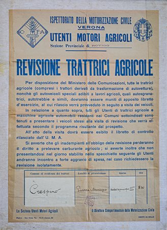 MANIFESTO REVISIONE TRATTICI AGRICOLE