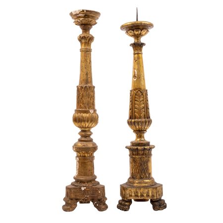 MANIFATTURA SICILIANA PRIMI DELL'800, Lotto di due candelieri