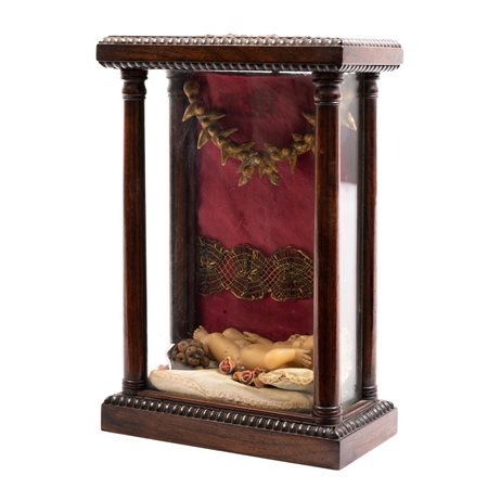 MANIFATTURA SICILIANA XIX SECOLO, Bambinello in ceroplastica