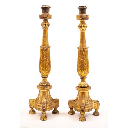 MANIFATTURA SICILIANA DEL XIX SECOLO, Coppia di candelabri